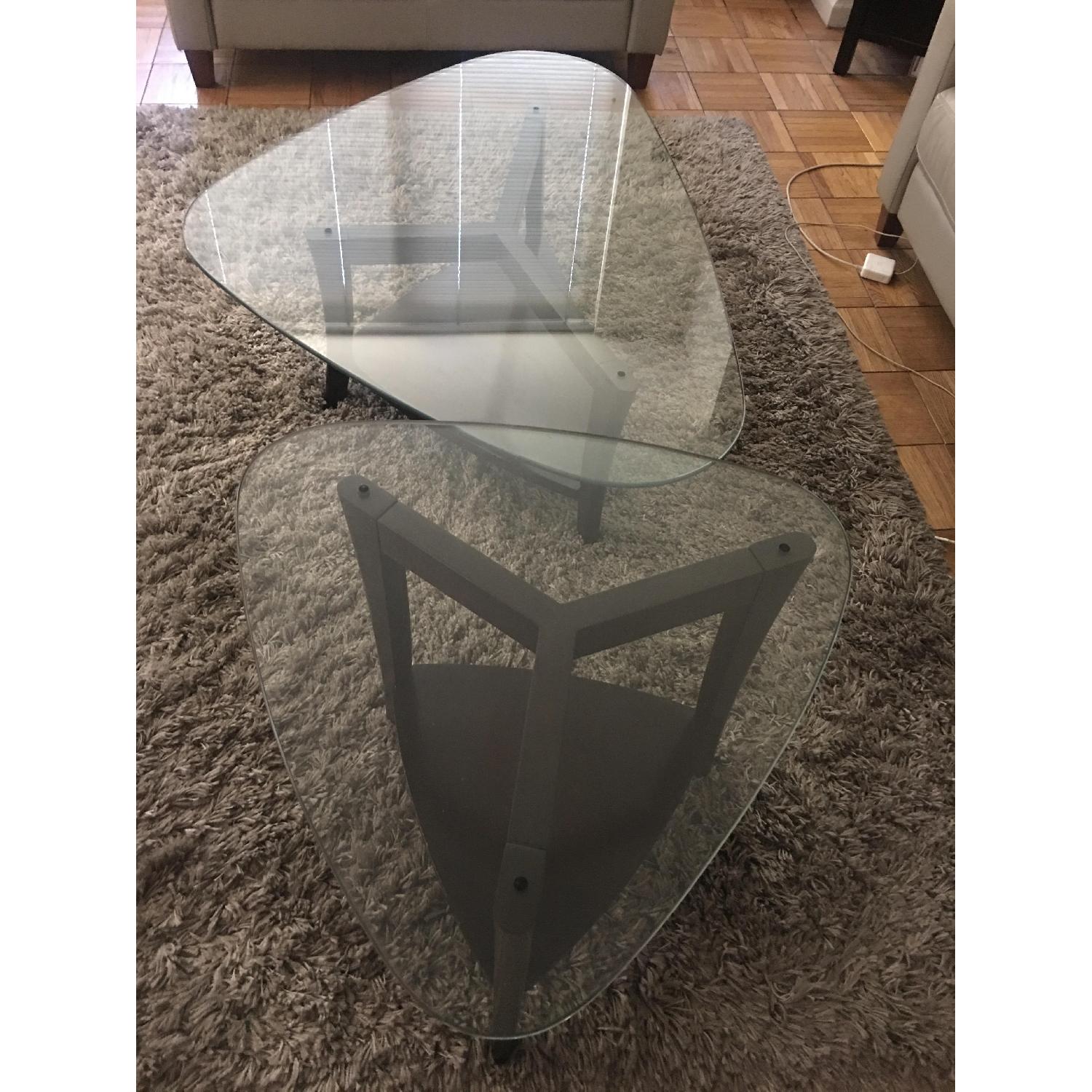 Macy's Glass Cocktail Table +2 End Tables AptDeco