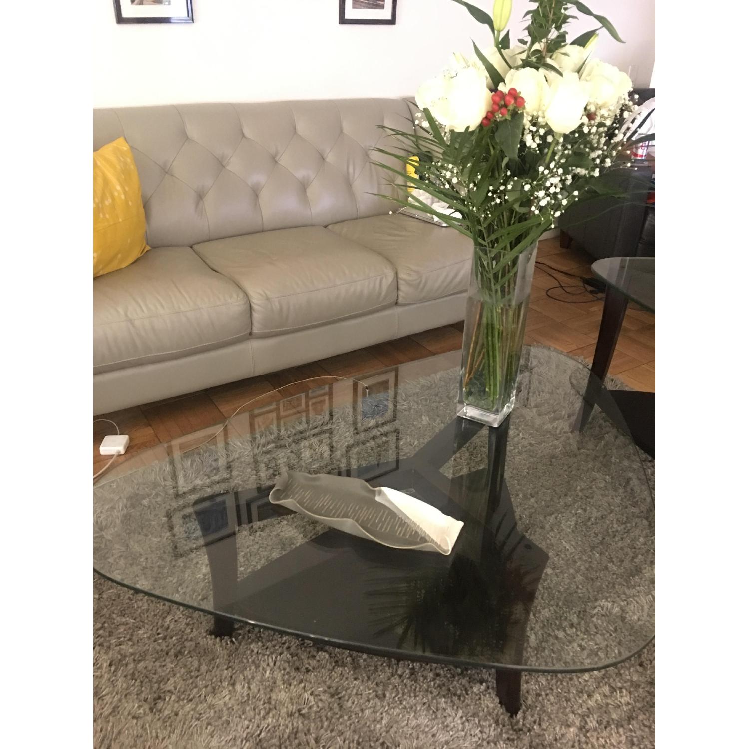 Macy's Glass Cocktail Table +2 End Tables AptDeco