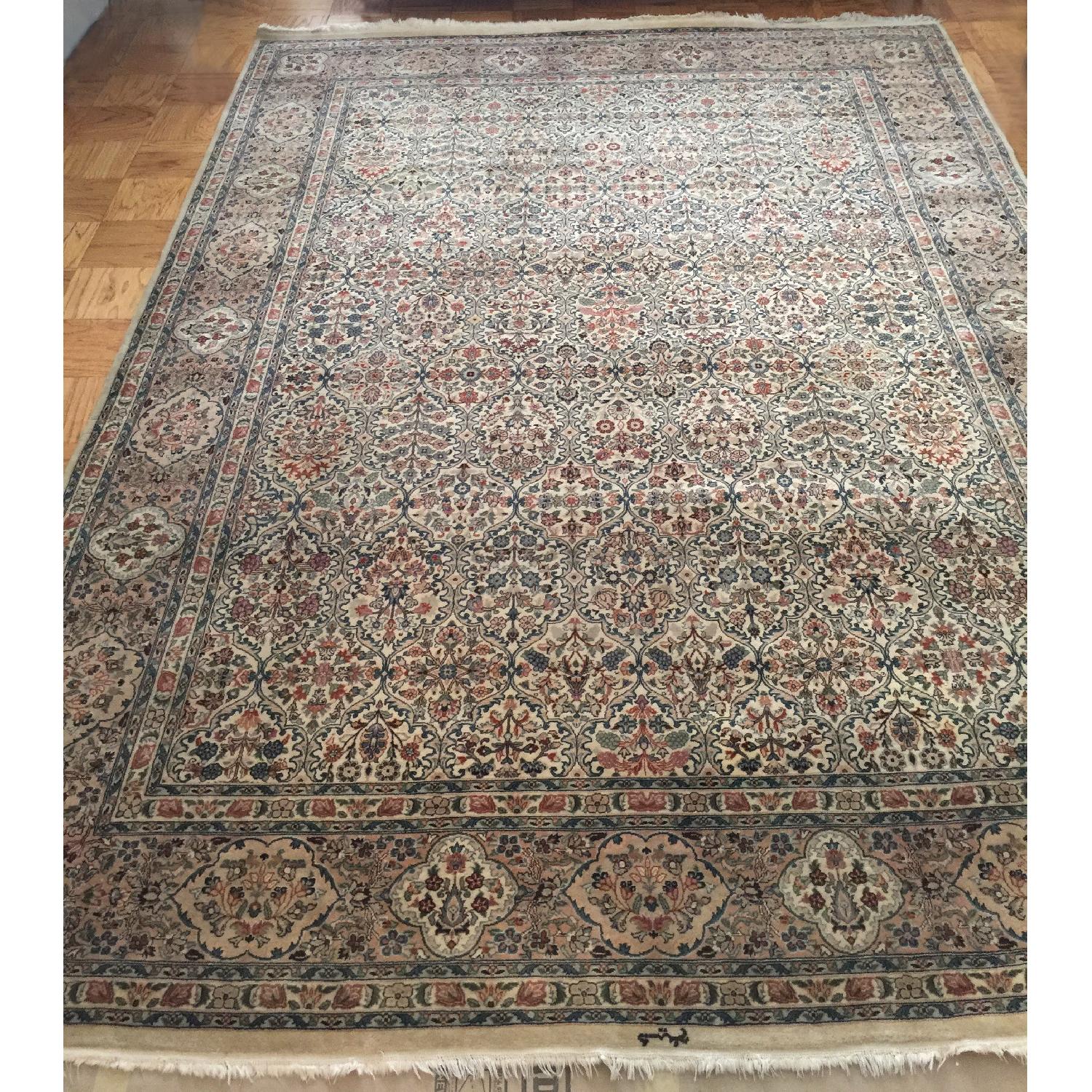 Traditional Teal & Ivory Rug - image-1