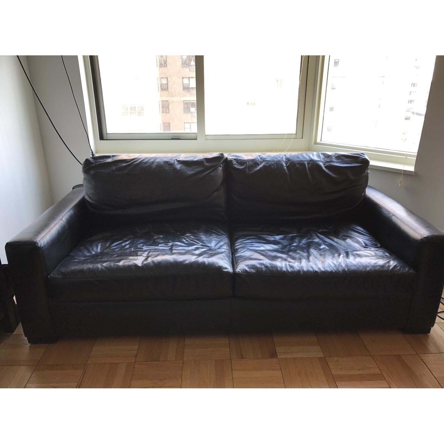 Restoration Hardware Maxwell Leather Sofa in Ebony - image-1