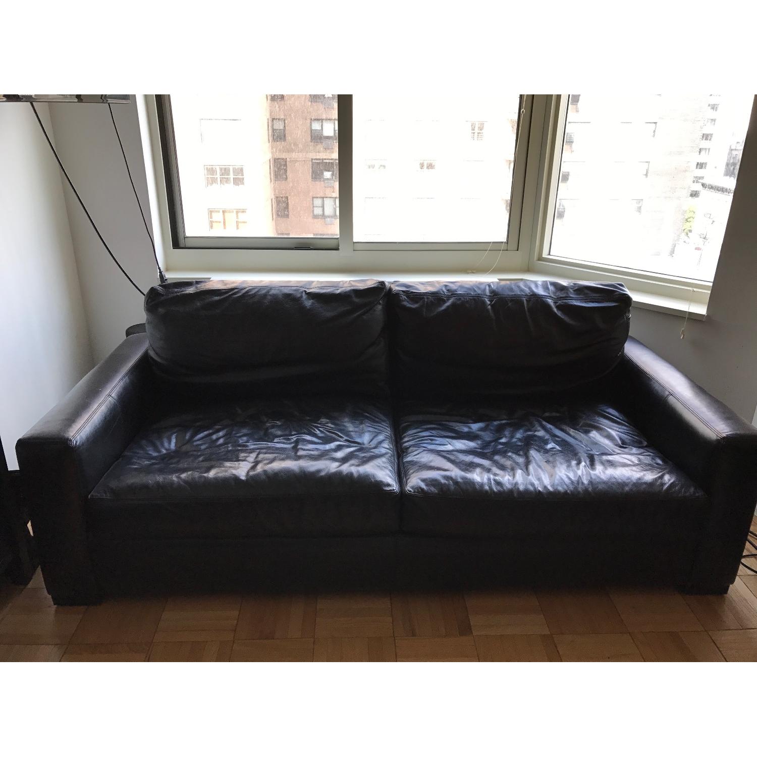 Restoration Hardware Maxwell Leather Sofa in Ebony - image-2