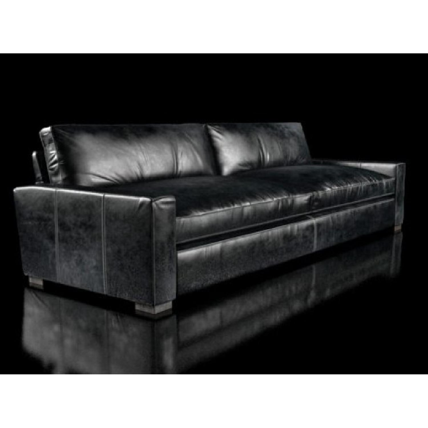 Restoration Hardware Maxwell Leather Sofa in Ebony - image-5