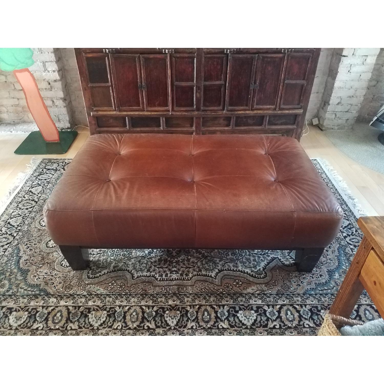 Pottery Barn Leather Ottoman Coffee Table - image-1