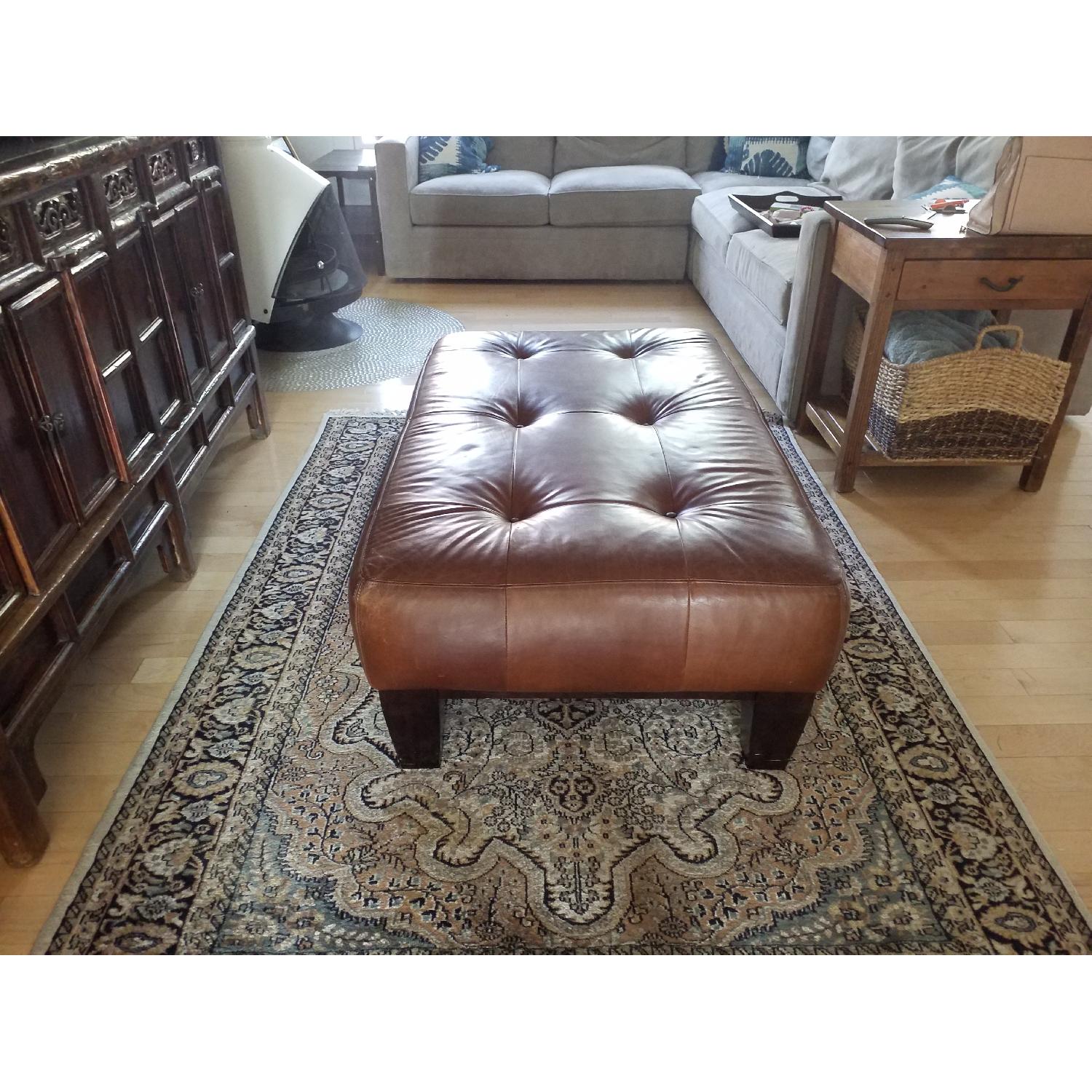 Pottery Barn Leather Ottoman Coffee Table - image-2
