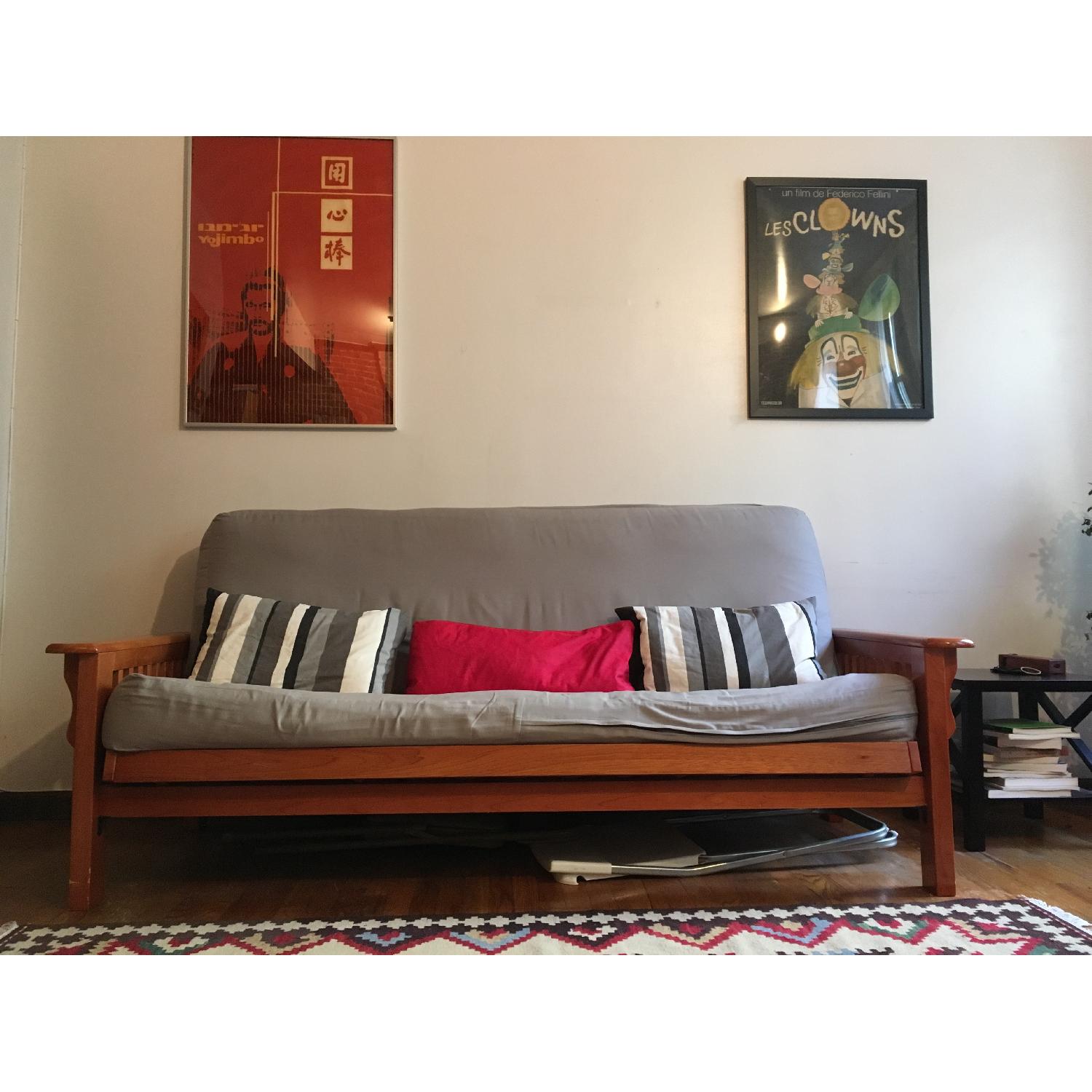 Wood Frame Convertible Futon - image-1