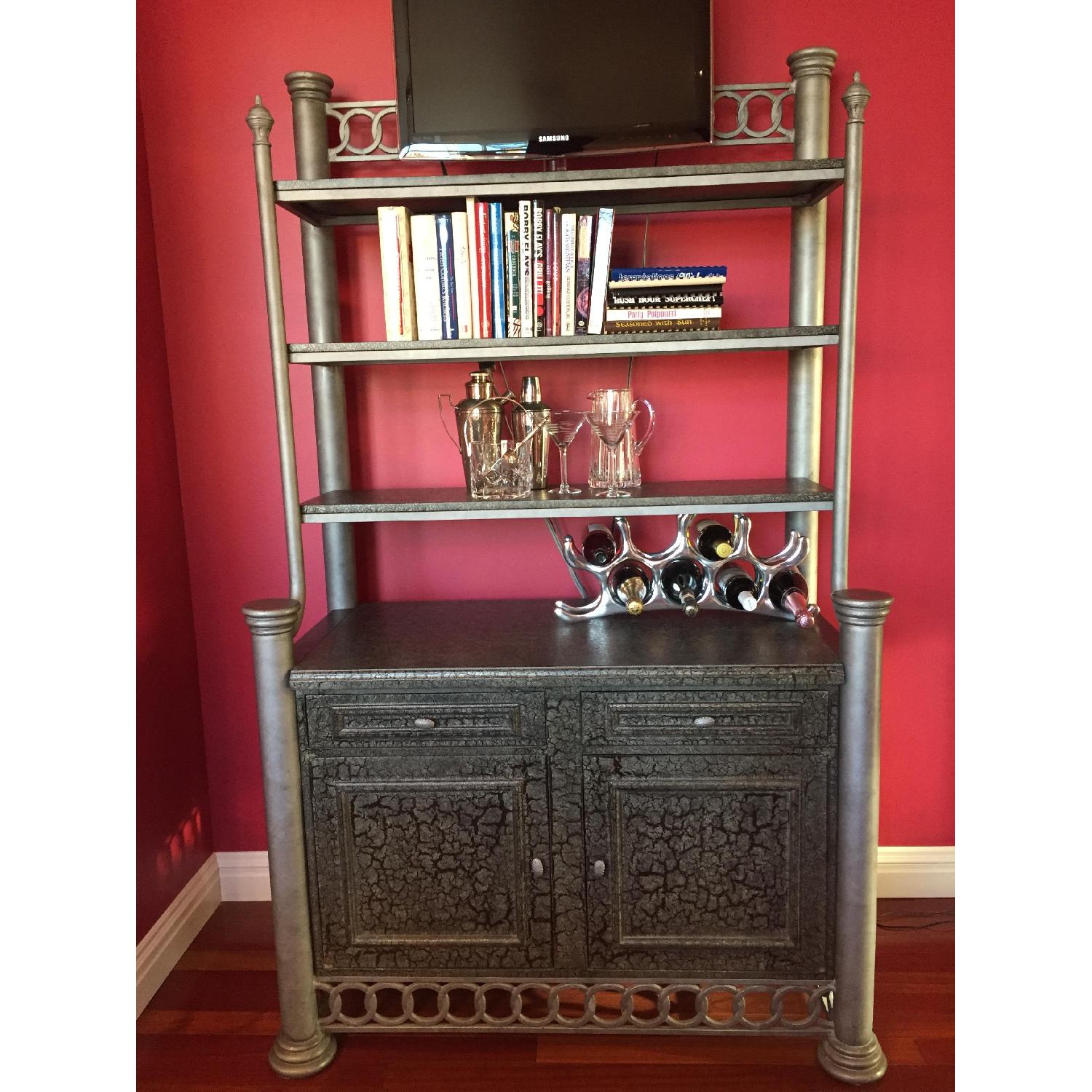Pewter Metal Cabinet/Hutch - image-1