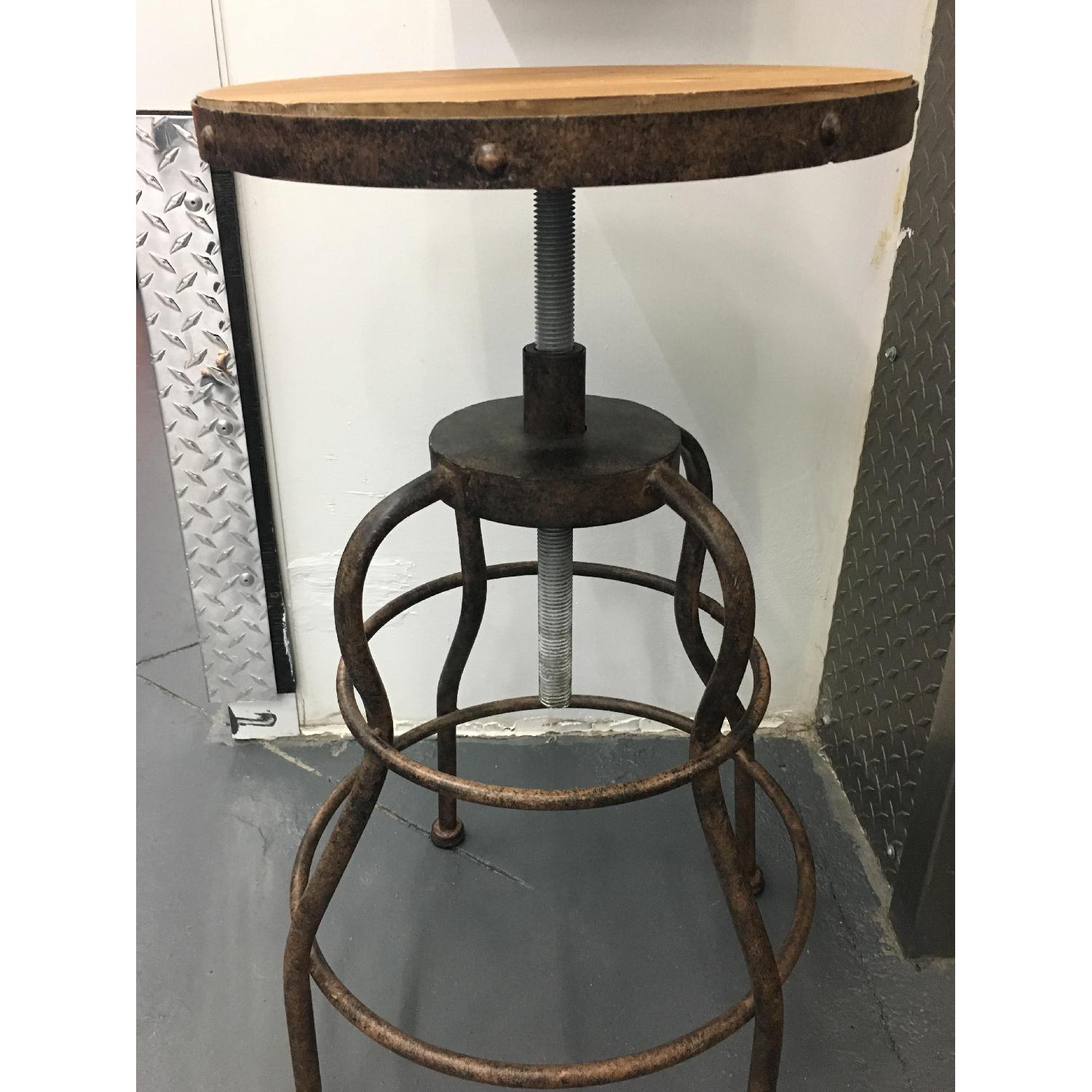 Industrial Style Metal & Wood Bar Stools - image-1