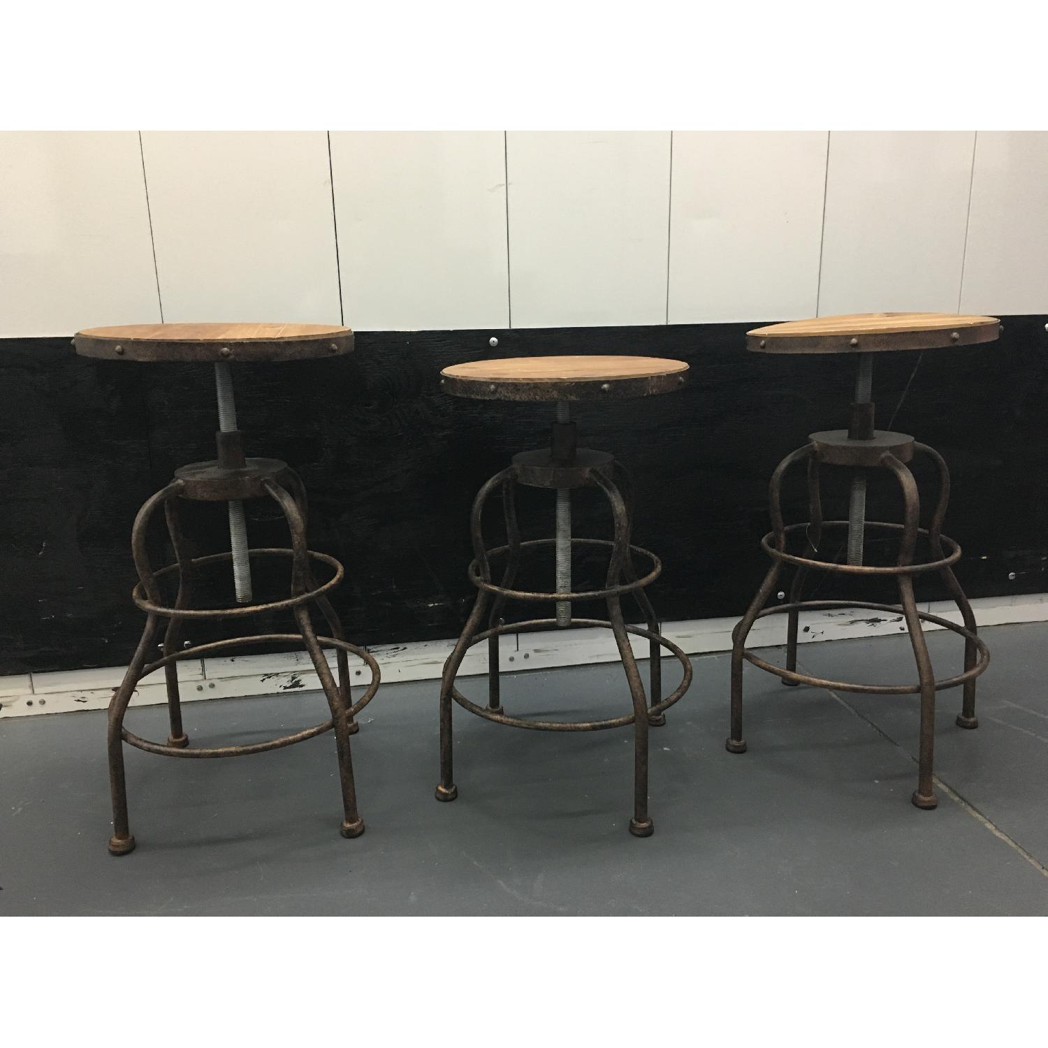 Industrial Style Metal & Wood Bar Stools - image-3