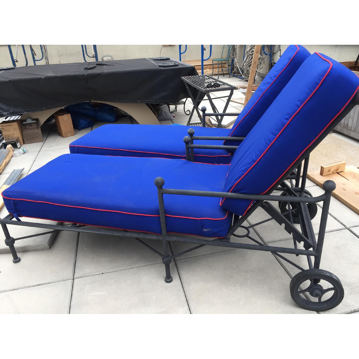 Woodard Furniture Outdoor Cast Aluminum Chaise Lounges w/ Cushions - image-2