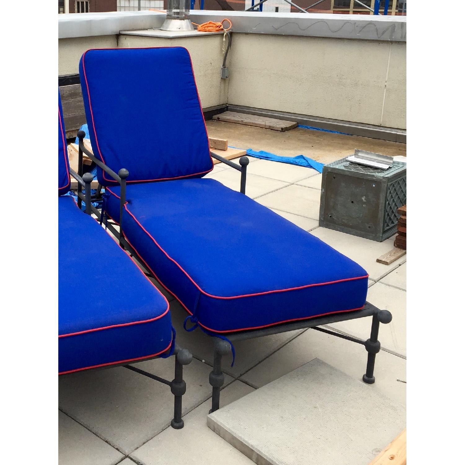 Woodard Furniture Outdoor Cast Aluminum Chaise Lounges w/ Cushions - image-5