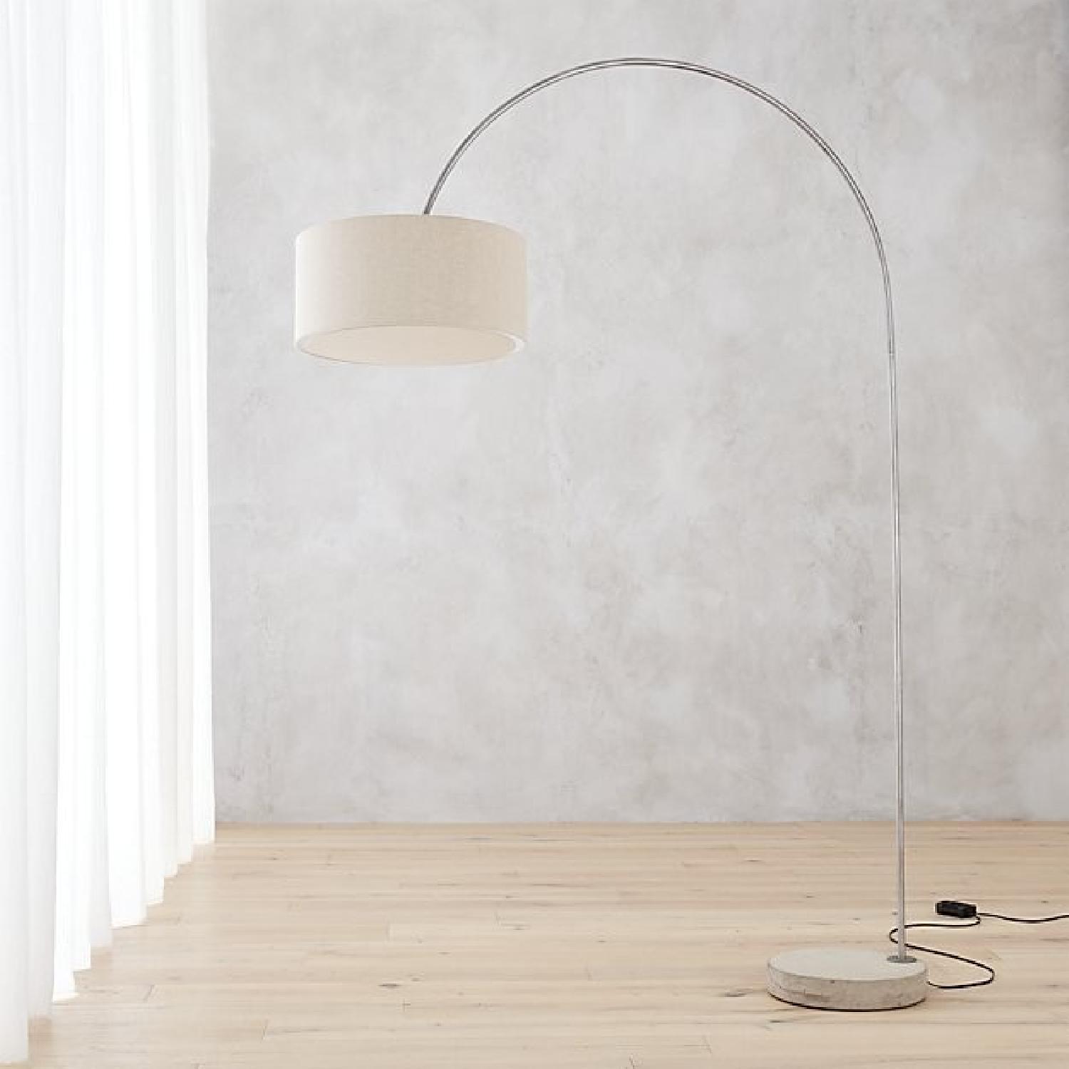 CB2 Arc Floor Lamp w/ Linen Shade - image-2