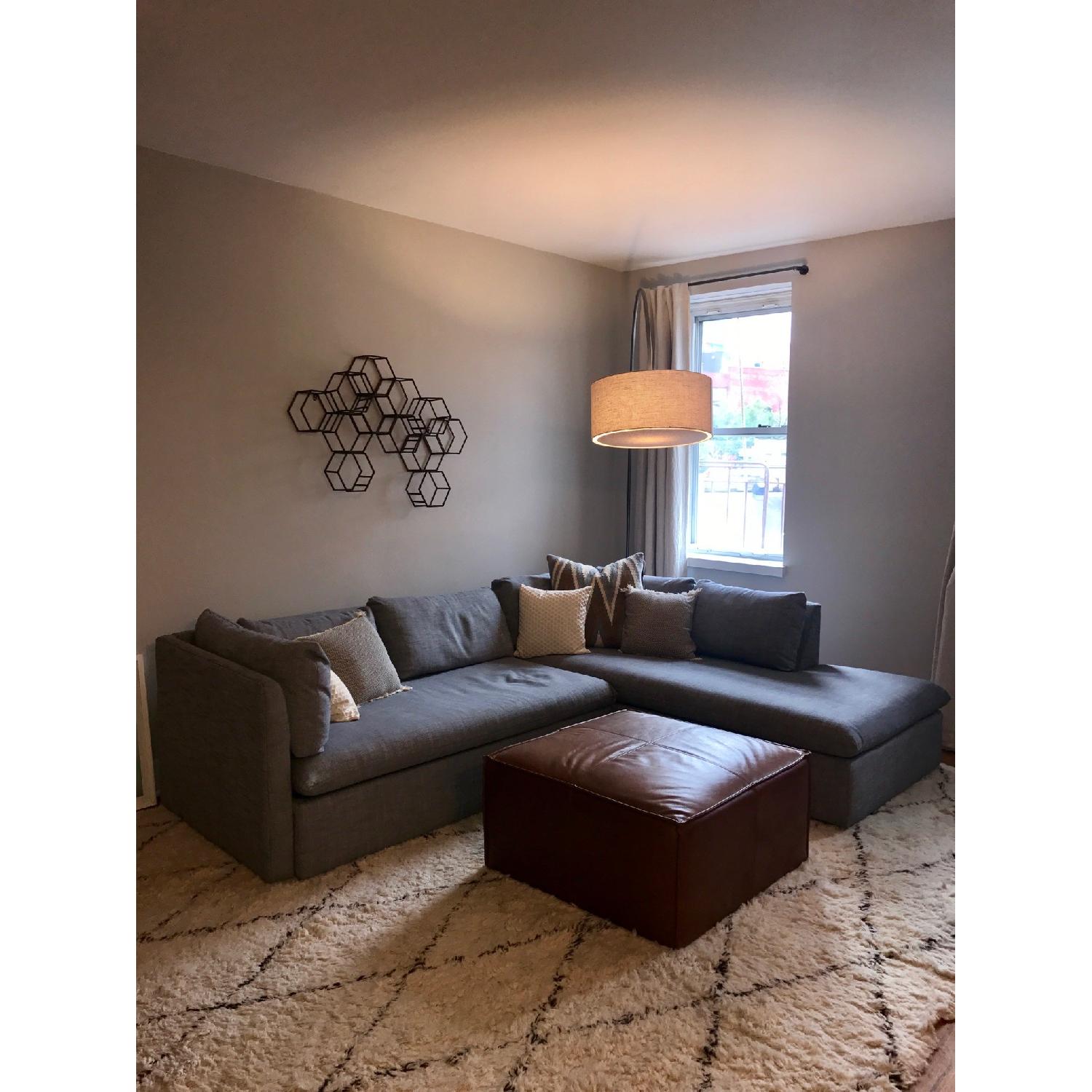 CB2 Arc Floor Lamp w/ Linen Shade - image-3