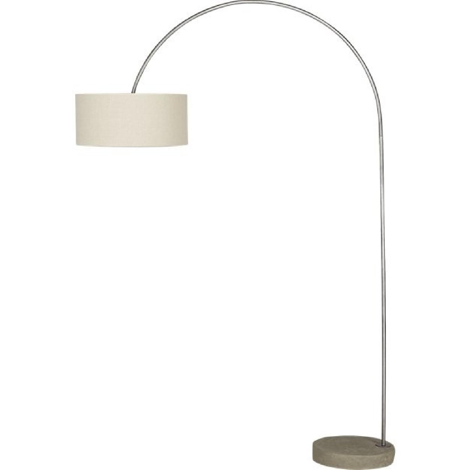 CB2 Arc Floor Lamp w/ Linen Shade - image-0