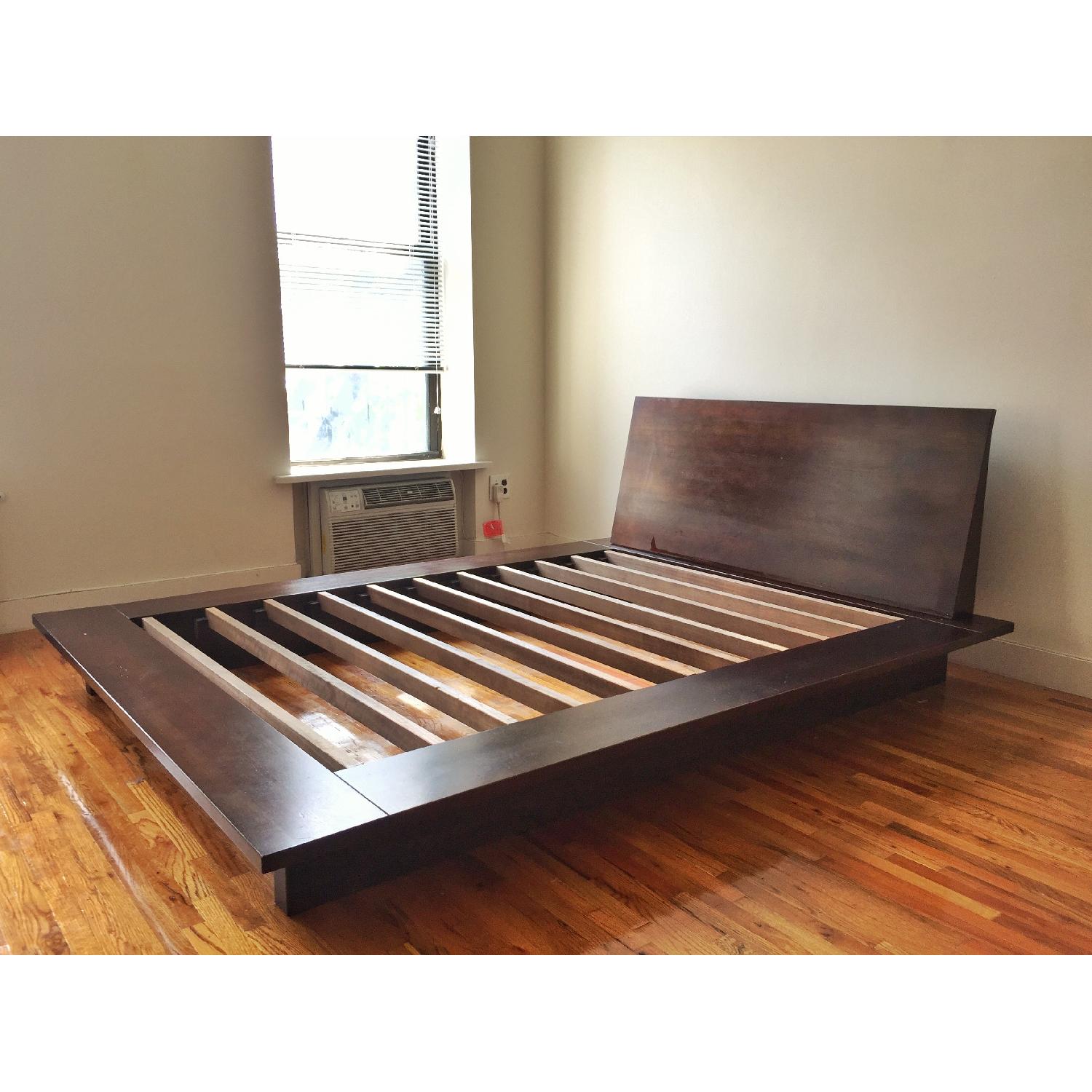 Mid-Century Modern Style Platform Wooden Queen Bed - image-1