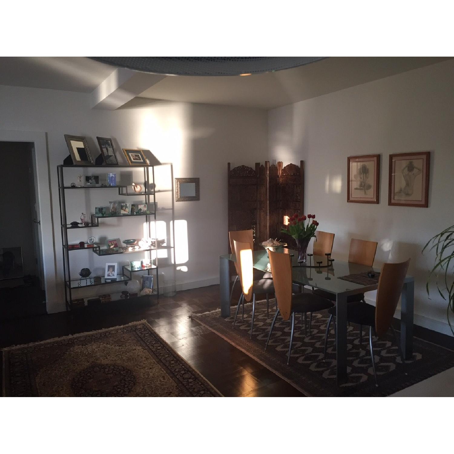 Modern Frosted Glass Top Dining Table w/ 6 Chairs - image-3