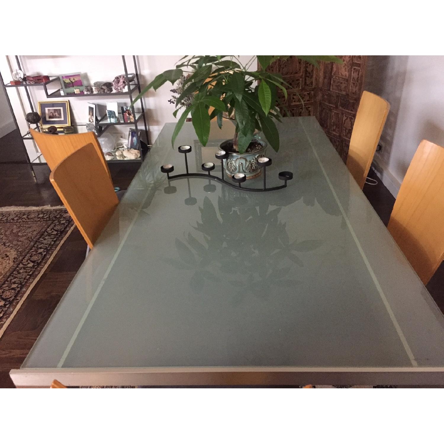 Modern Frosted Glass Top Dining Table w/ 6 Chairs - image-4