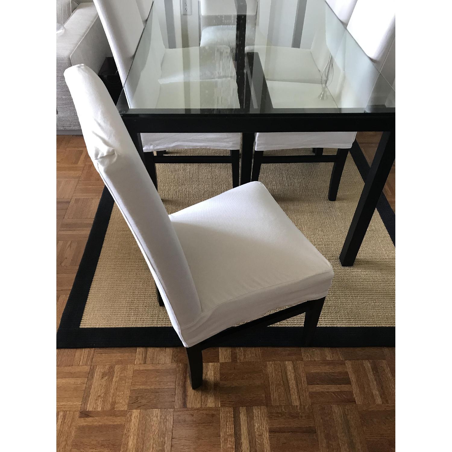 Crate & Barrel Glass Top Dining Table w/ 6 Chairs - image-4