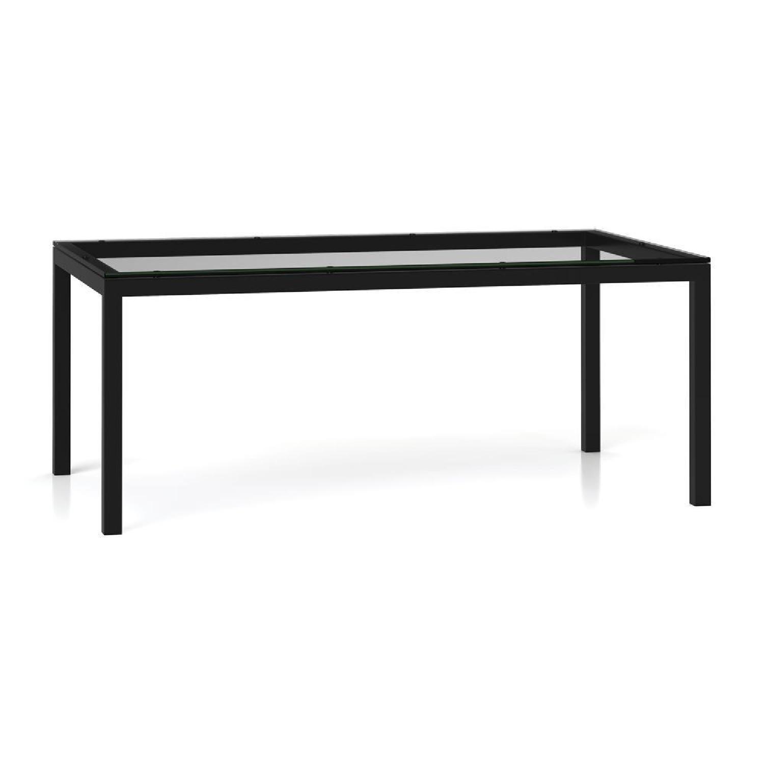 Crate & Barrel Glass Top Dining Table w/ 6 Chairs - image-5