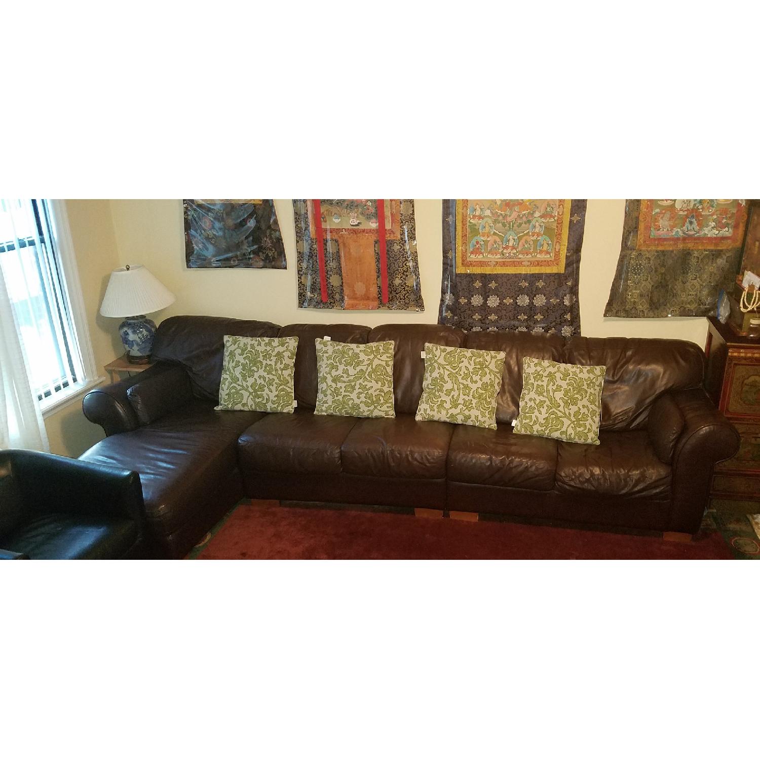 Raymour & Flanigan Leather Sectional Sofa - image-1