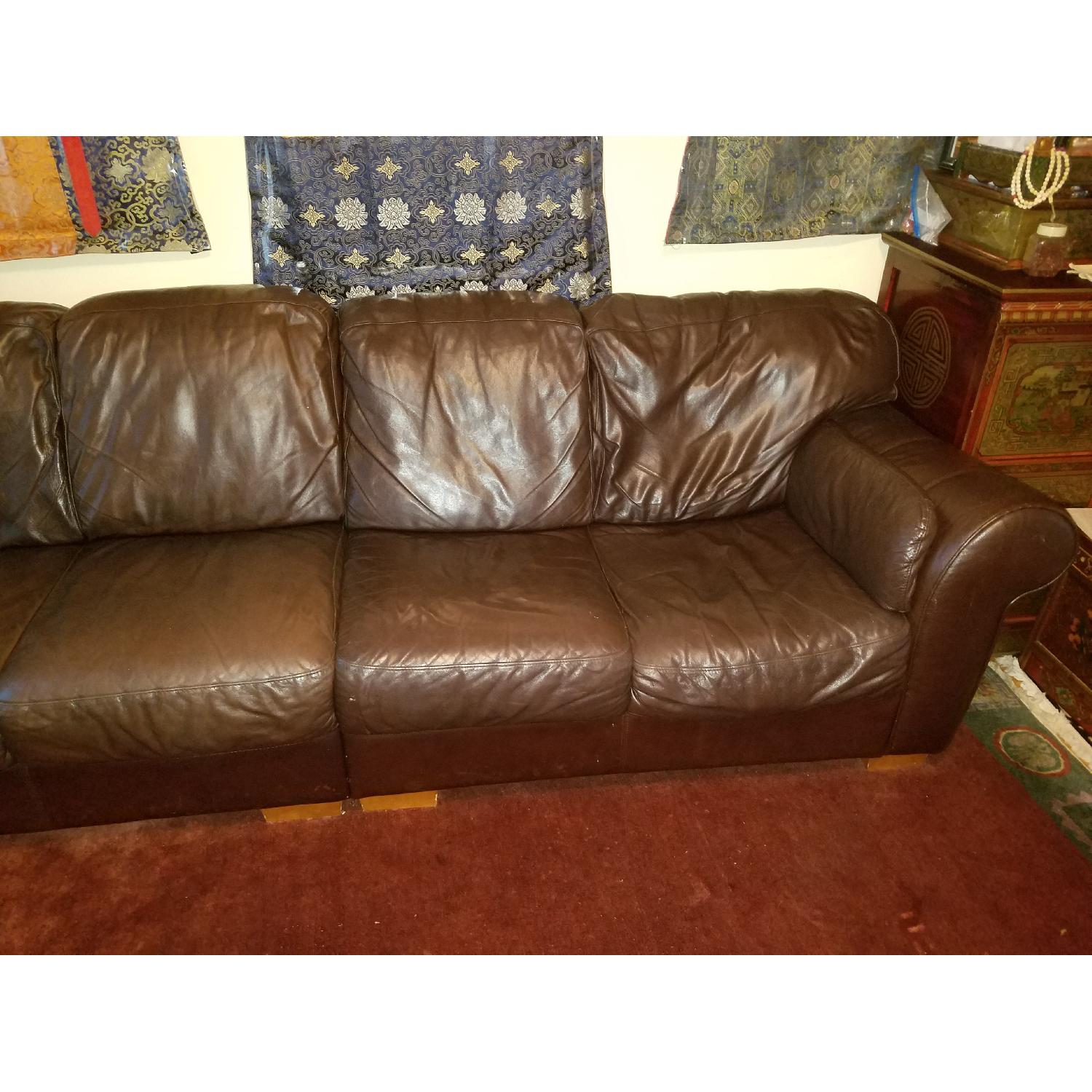 Raymour & Flanigan Leather Sectional Sofa - image-3