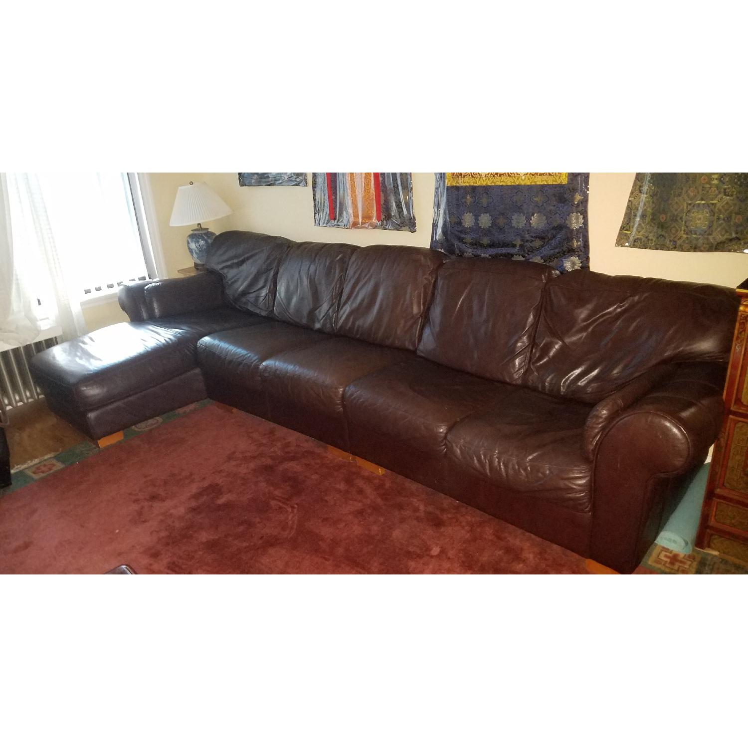 Raymour & Flanigan Leather Sectional Sofa - image-4