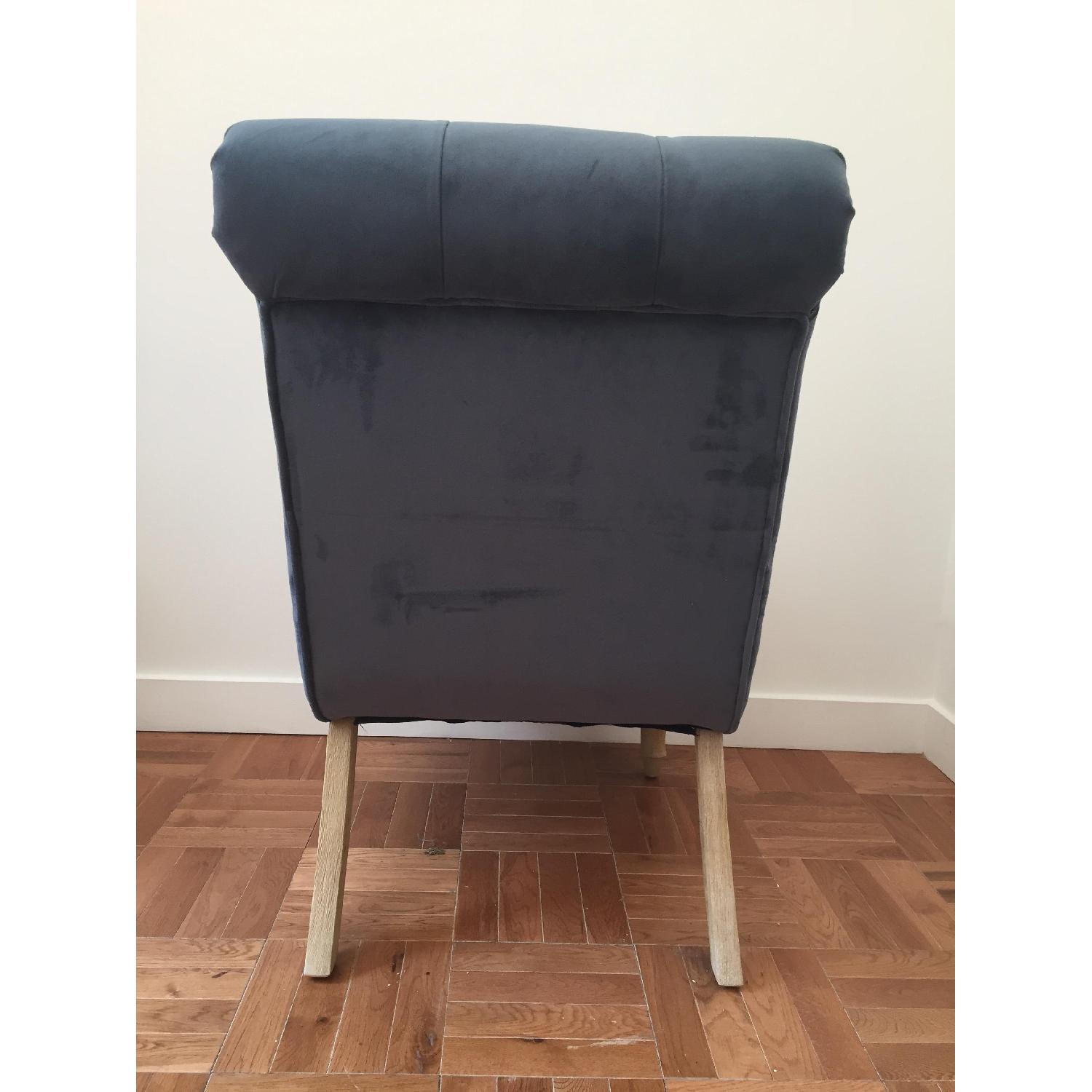 Antique Blue Tufted Slipper Accent Chair - image-4
