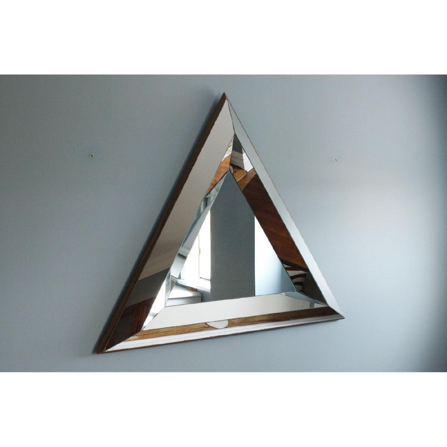 Vintage Mid-Century Beveled Glass Triangle Wall Mirror - image-1