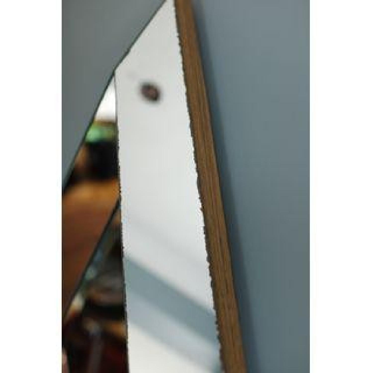 Vintage Mid-Century Beveled Glass Triangle Wall Mirror - image-4