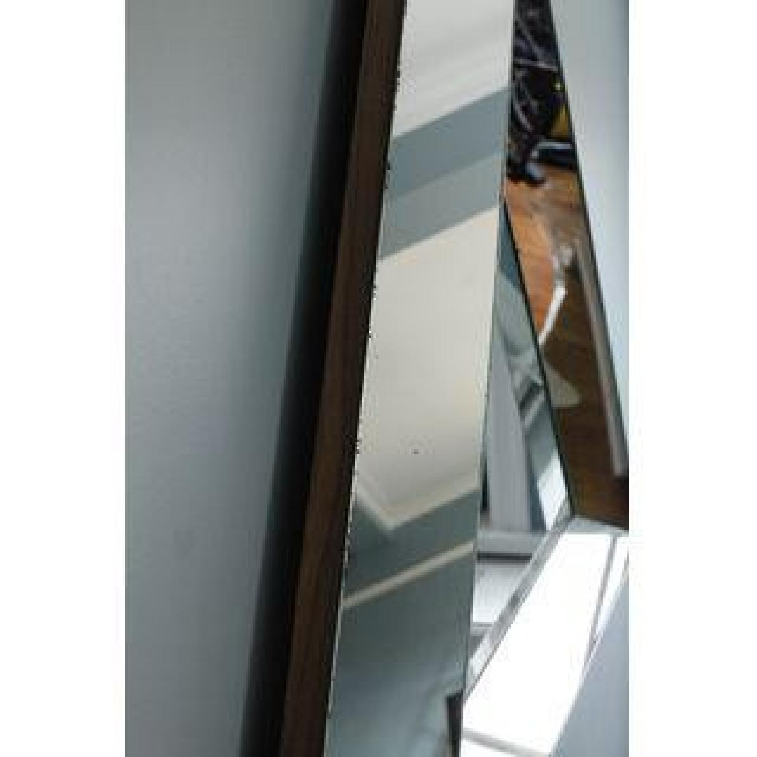 Vintage Mid-Century Beveled Glass Triangle Wall Mirror - image-5