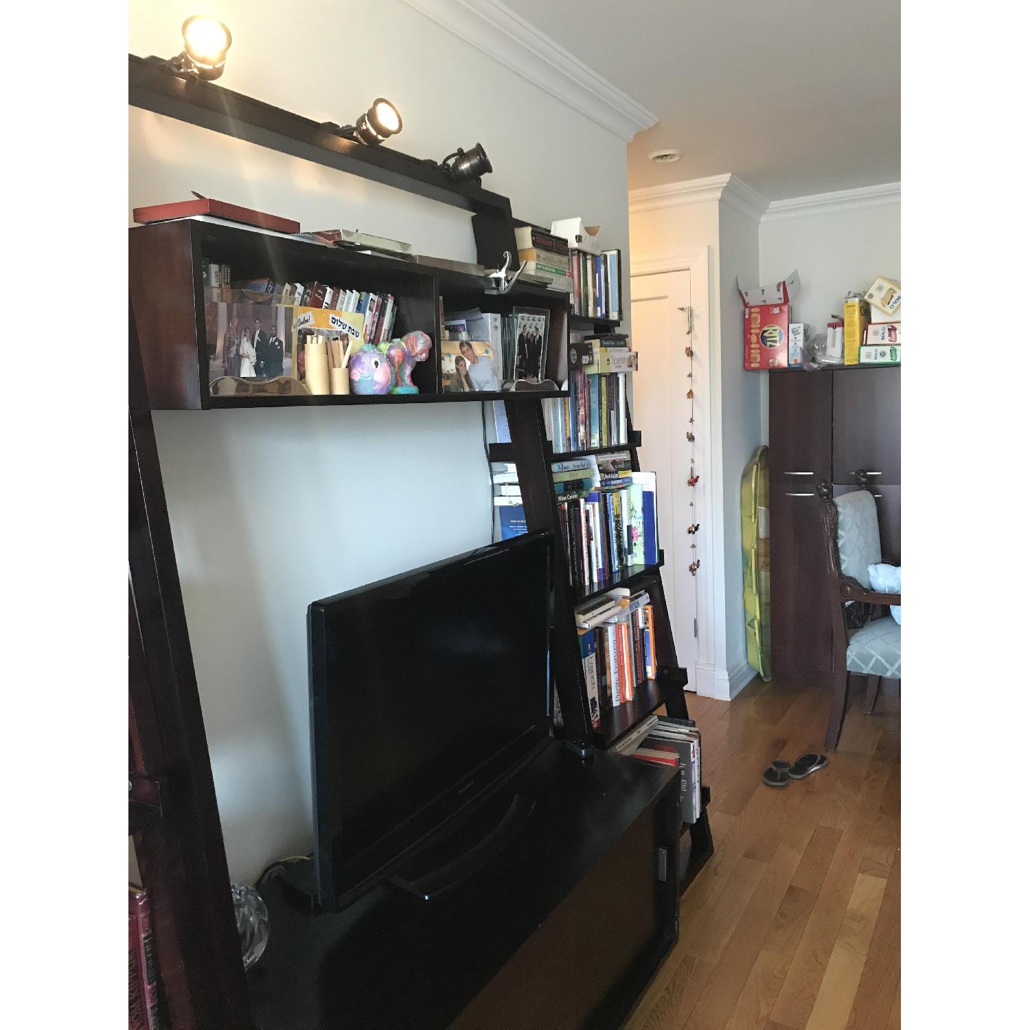 Crate & Barrel Leaning Bookcases w/ Media Stand - image-6