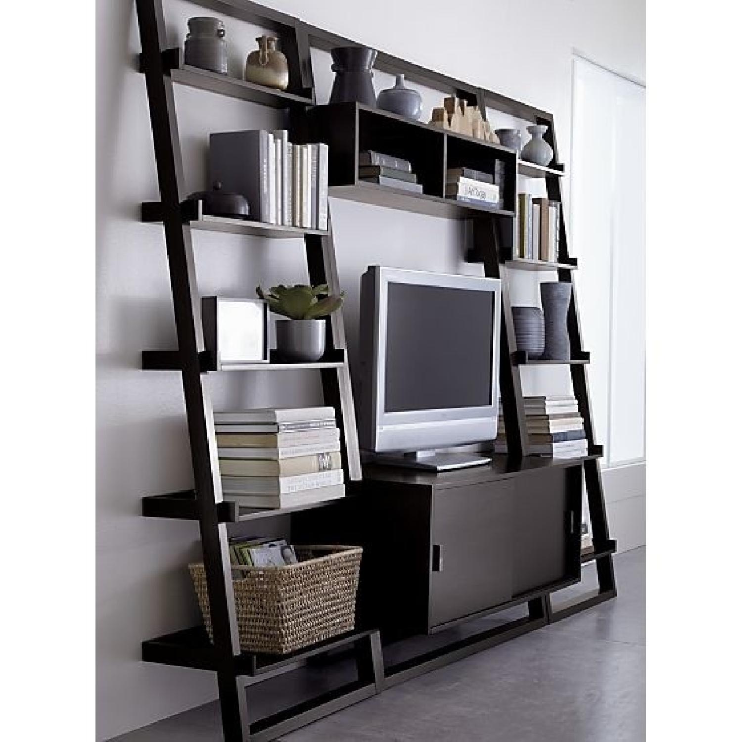 Crate & Barrel Leaning Bookcases w/ Media Stand - image-9