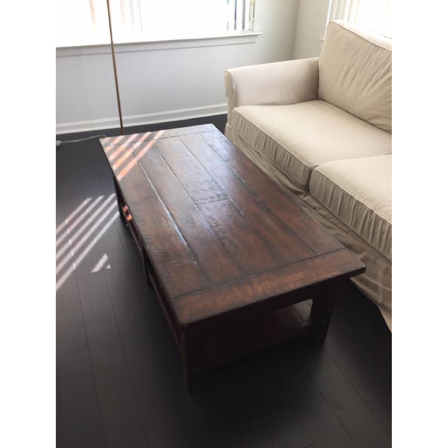 Pottery Barn Coffee Table in Rustic Mahogany - image-2