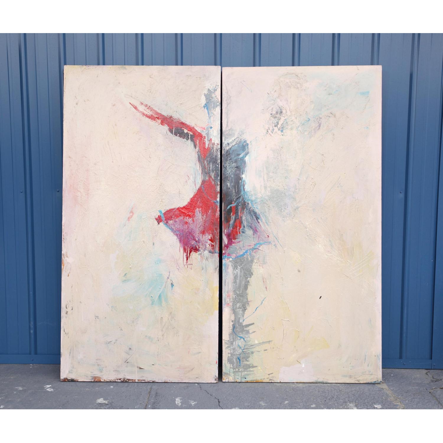 Patti Meyer Two Panel Large Scale Ballarina Oil Painting - image-1