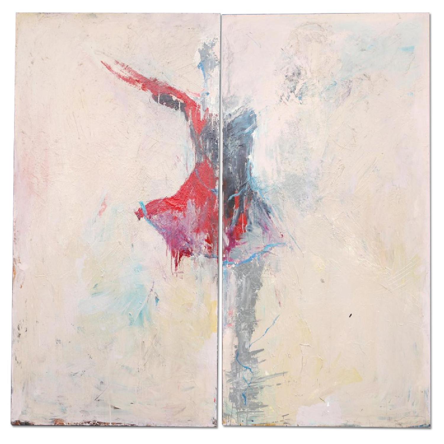 Patti Meyer Two Panel Large Scale Ballarina Oil Painting - image-0