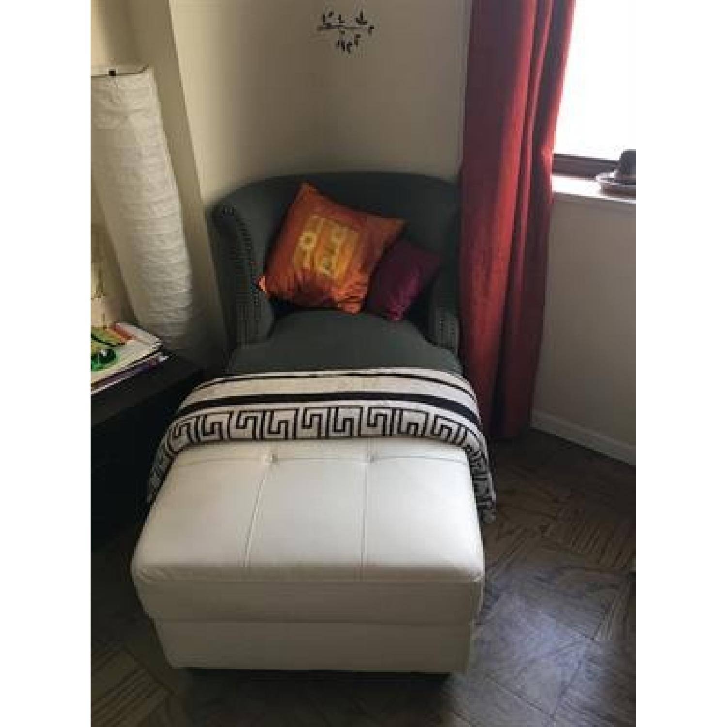 Grey Arm Chair & Ottoman - image-1