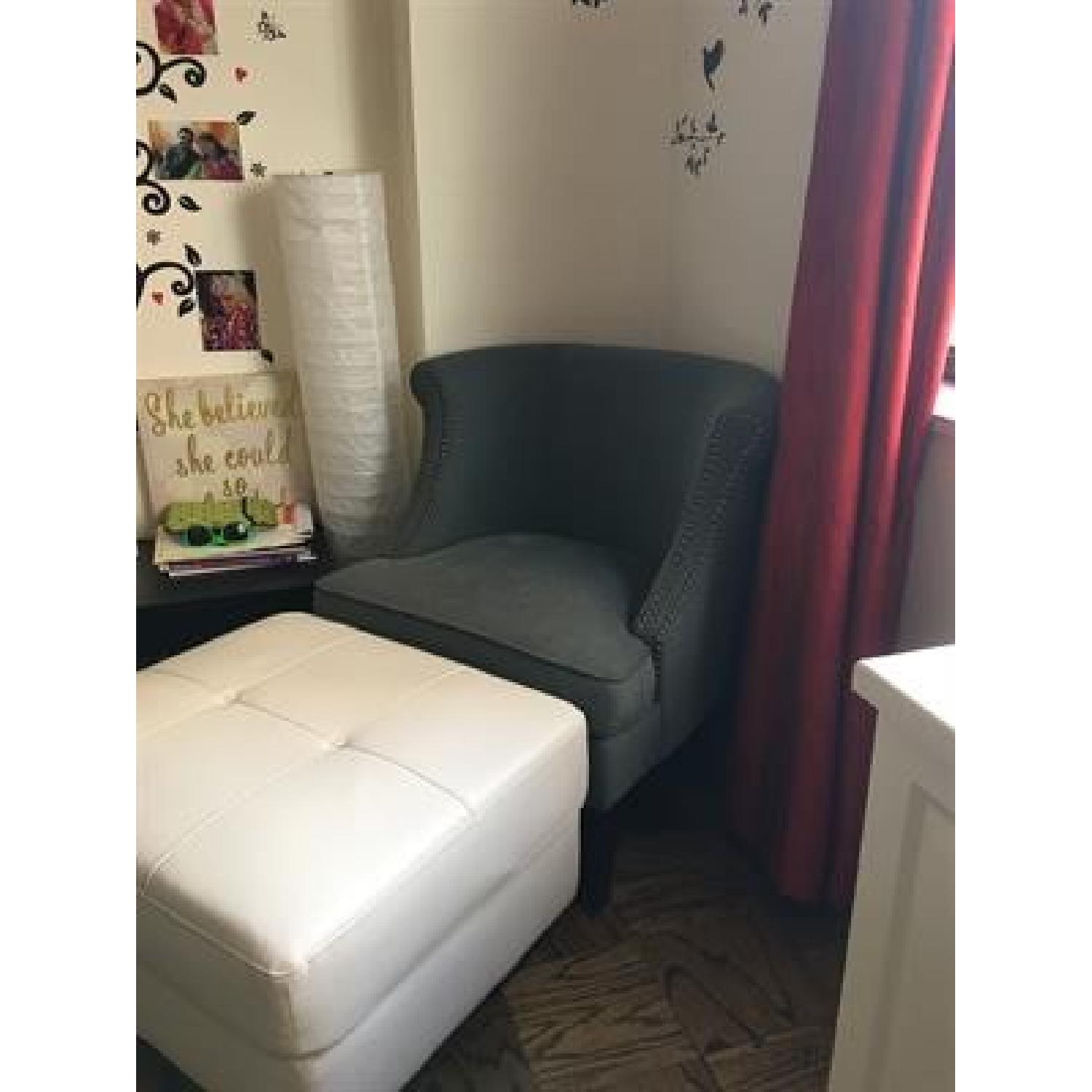 Grey Arm Chair & Ottoman - image-2