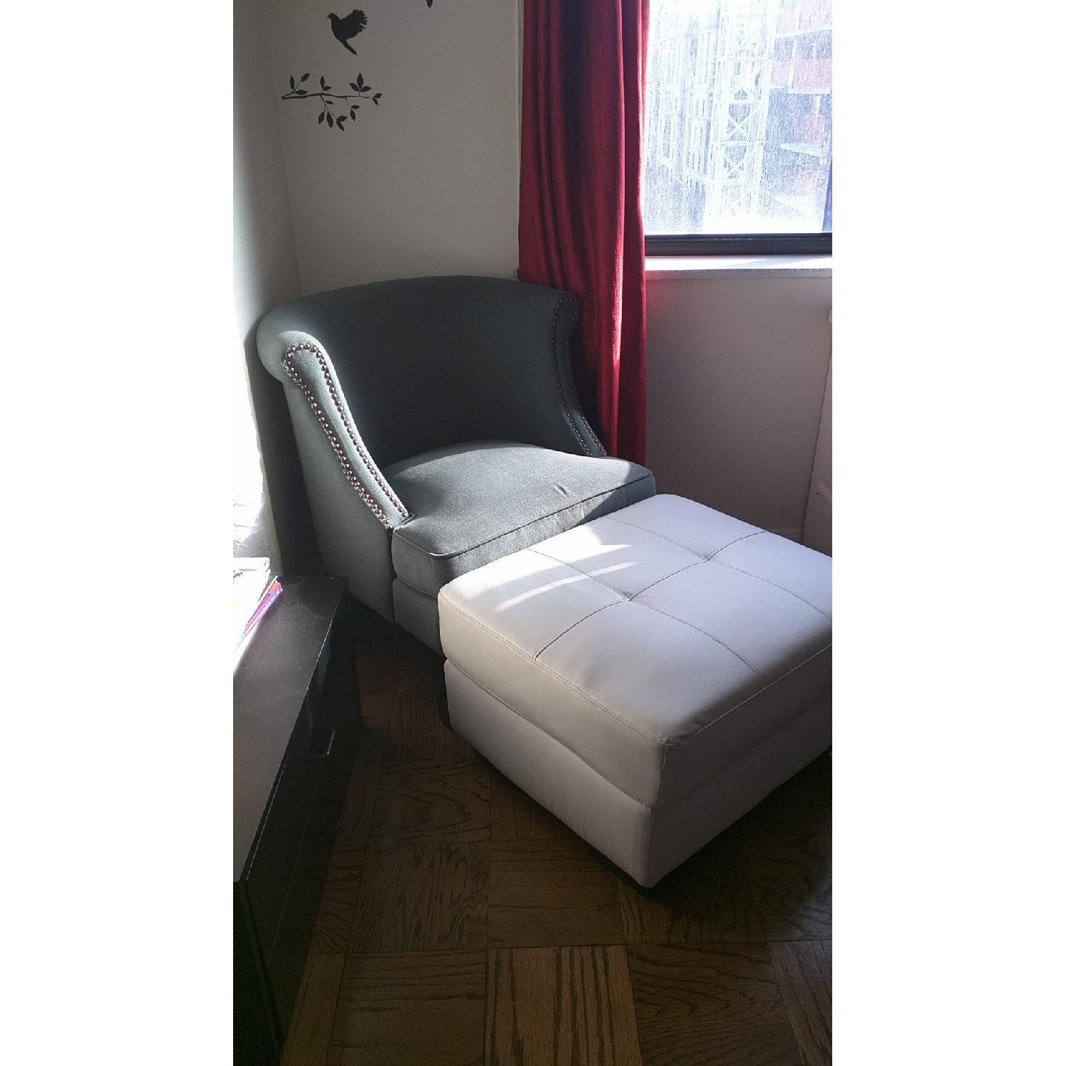 Grey Arm Chair & Ottoman - image-3