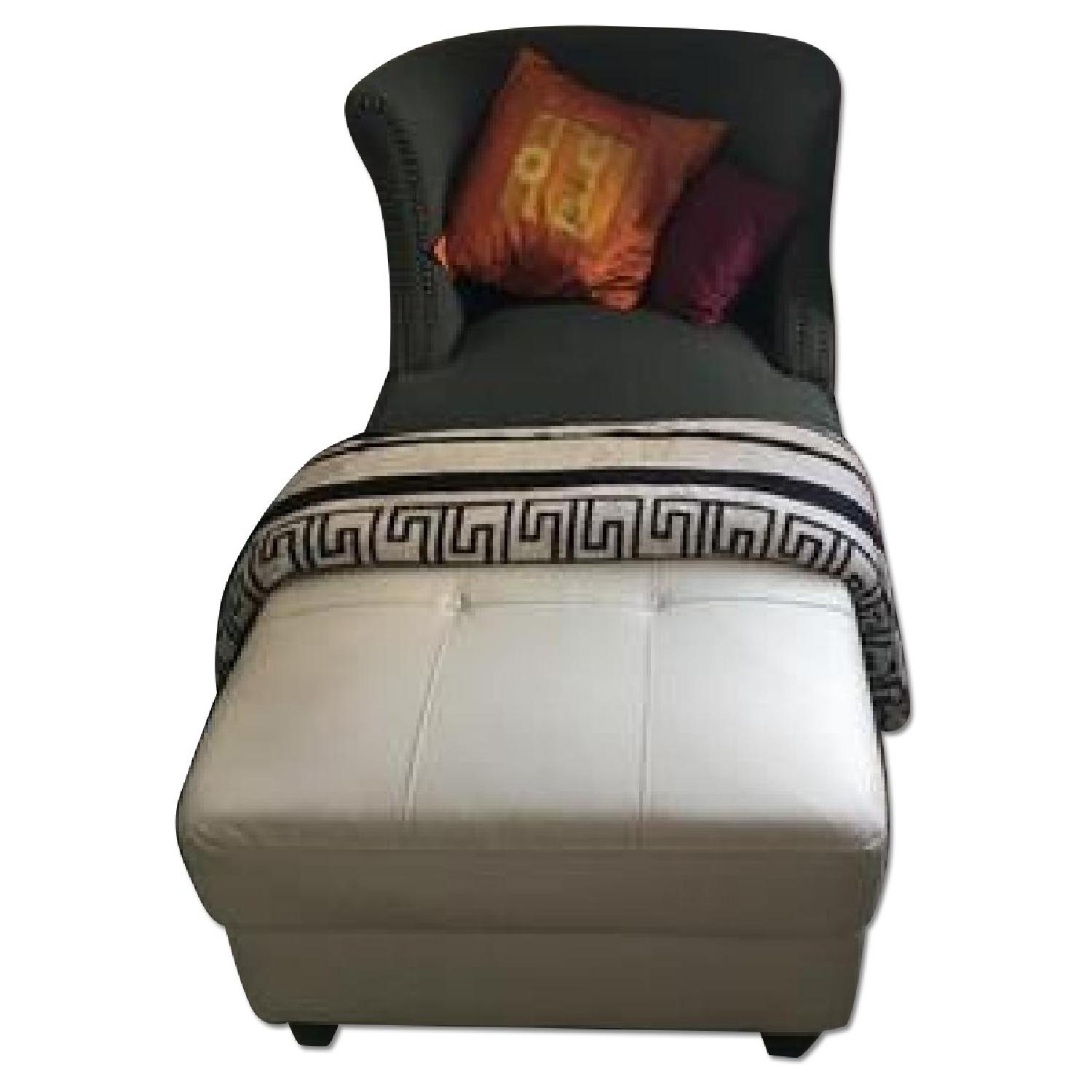 Grey Arm Chair & Ottoman - image-0