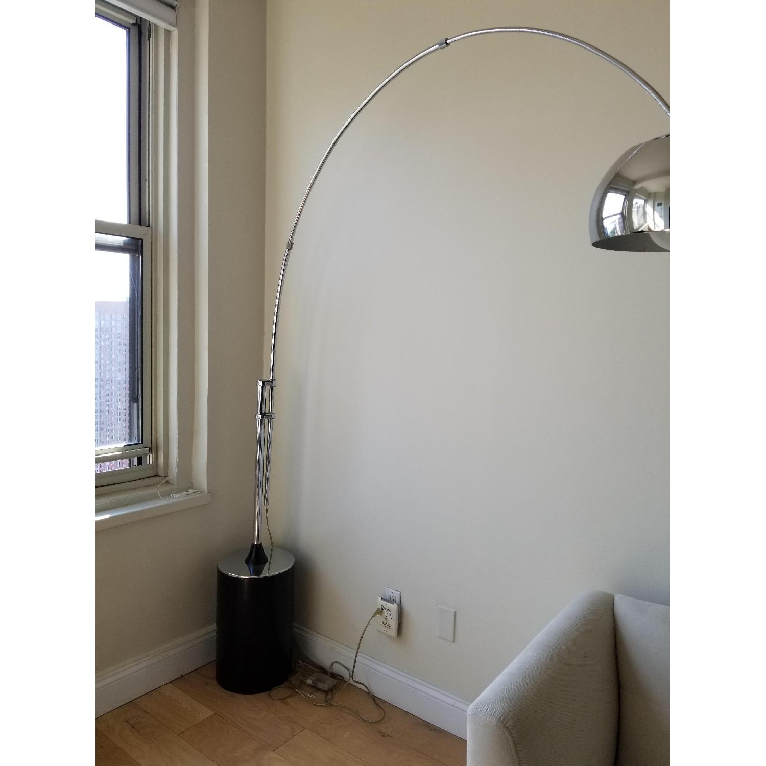 Nova Contour Polished Chrome Arc Lamp w/ Wood Base - image-1