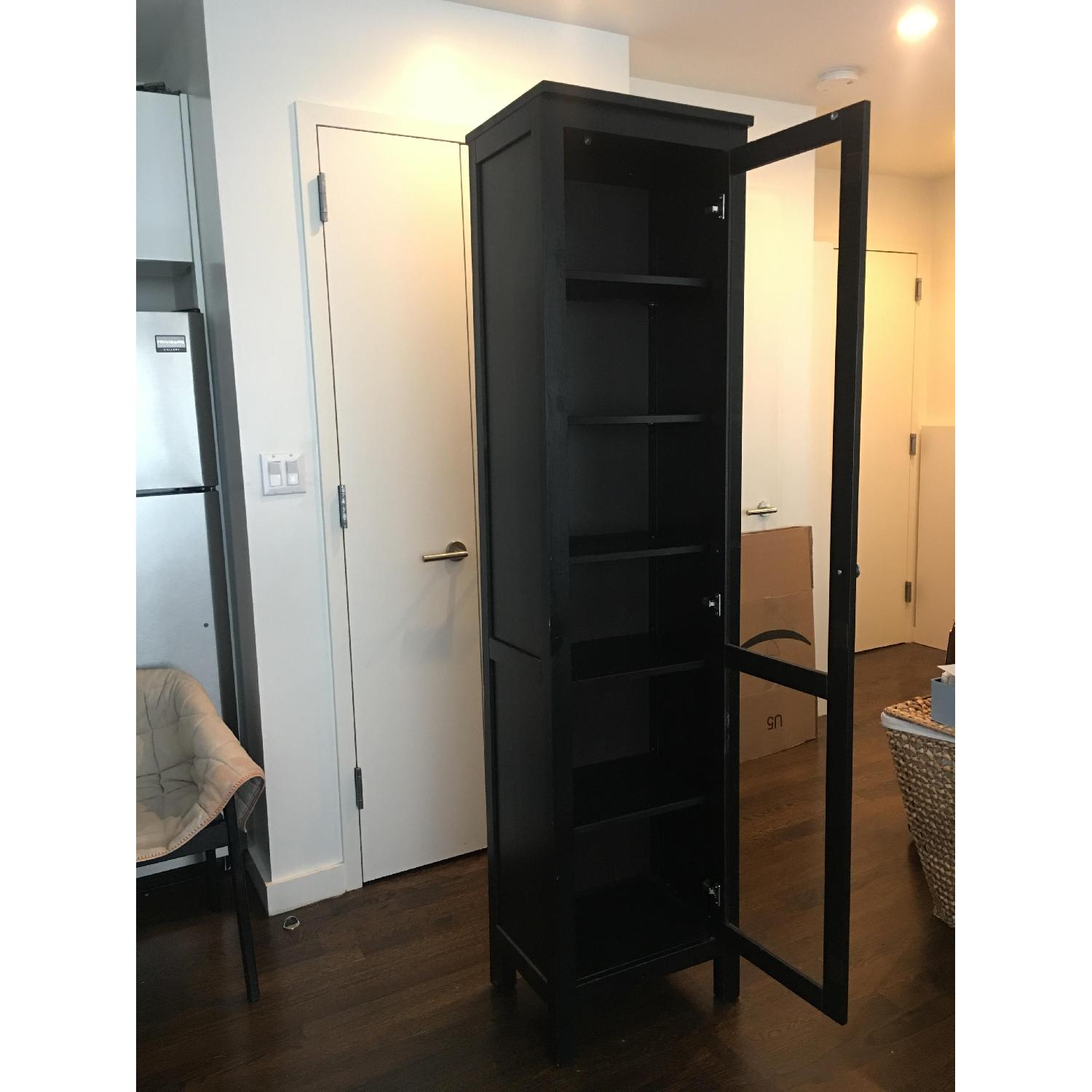 Ikea Hemnes Storage Cabinet w/ Glass Door in Black-Brown - image-1