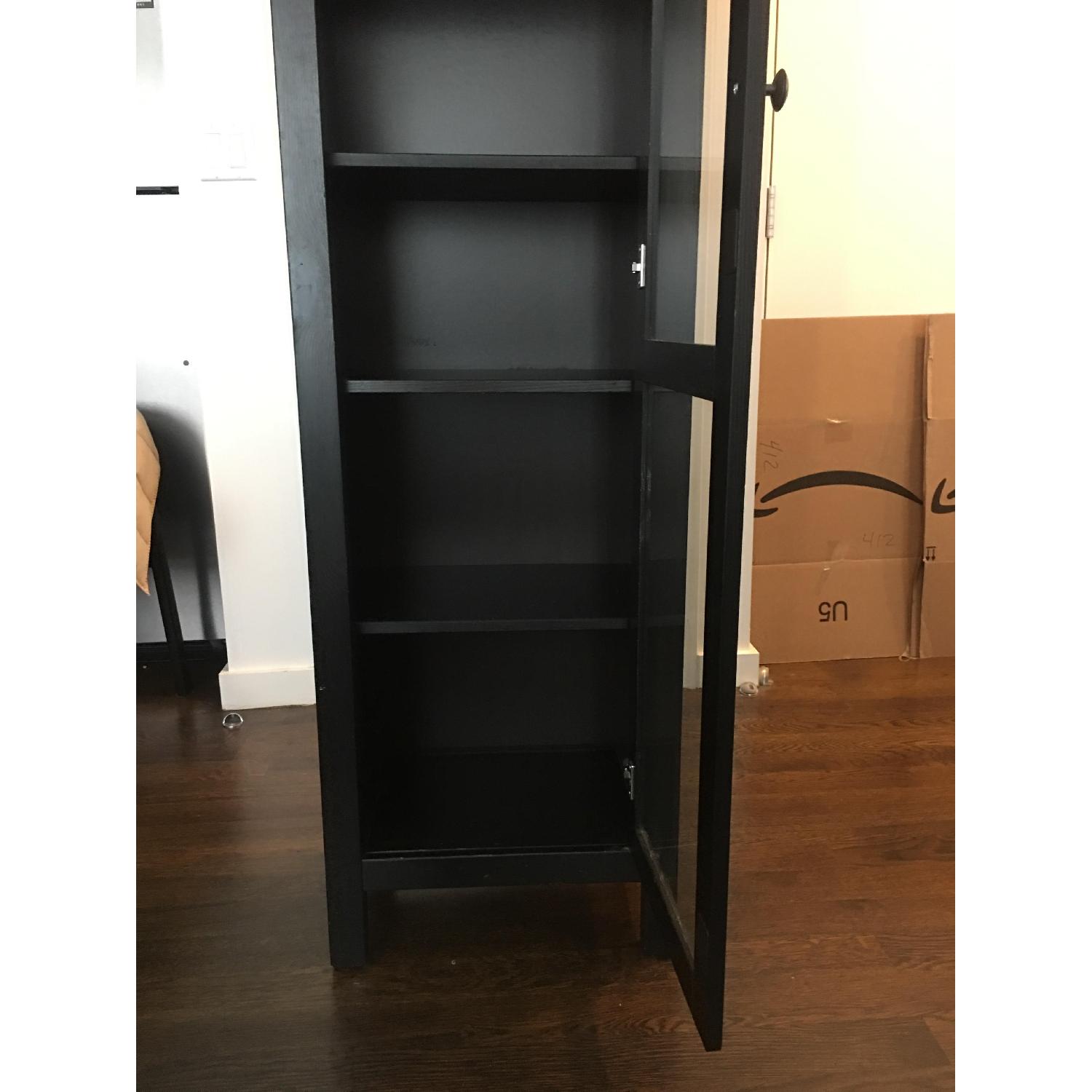Ikea Hemnes Storage Cabinet w/ Glass Door in Black-Brown - image-3