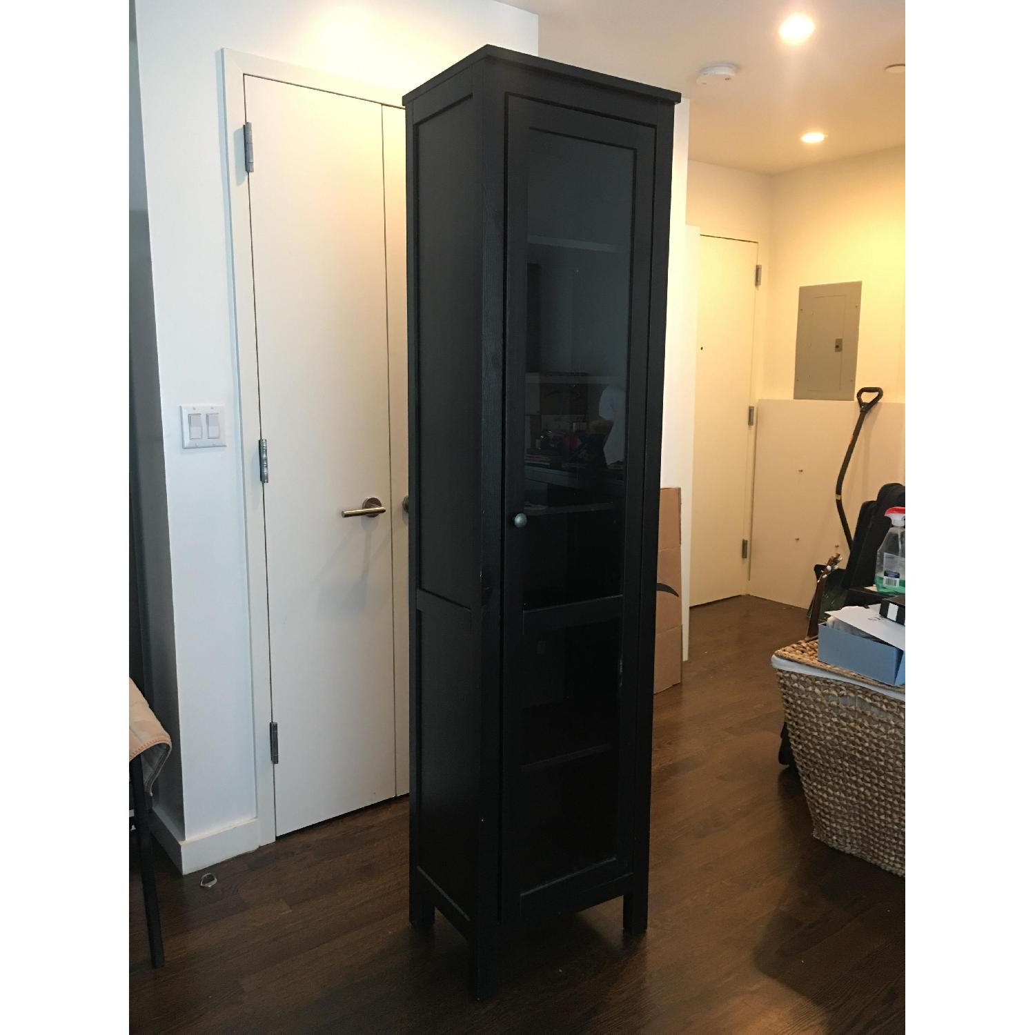 Ikea Hemnes Storage Cabinet w/ Glass Door in Black-Brown - image-7