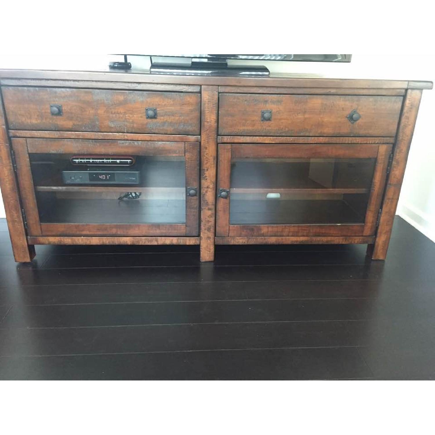 Pottery Barn TV Stand in Rustic Mahogany - image-1