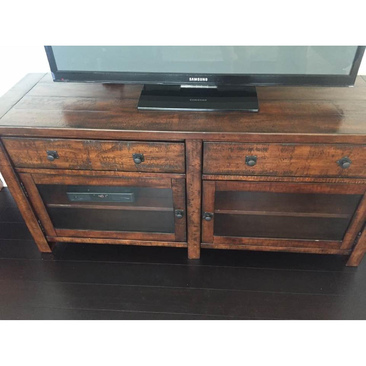 Pottery Barn TV Stand in Rustic Mahogany - image-2