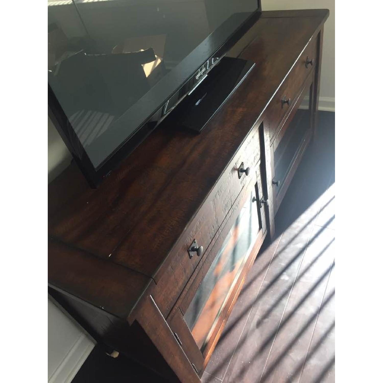 Pottery Barn TV Stand in Rustic Mahogany - image-6