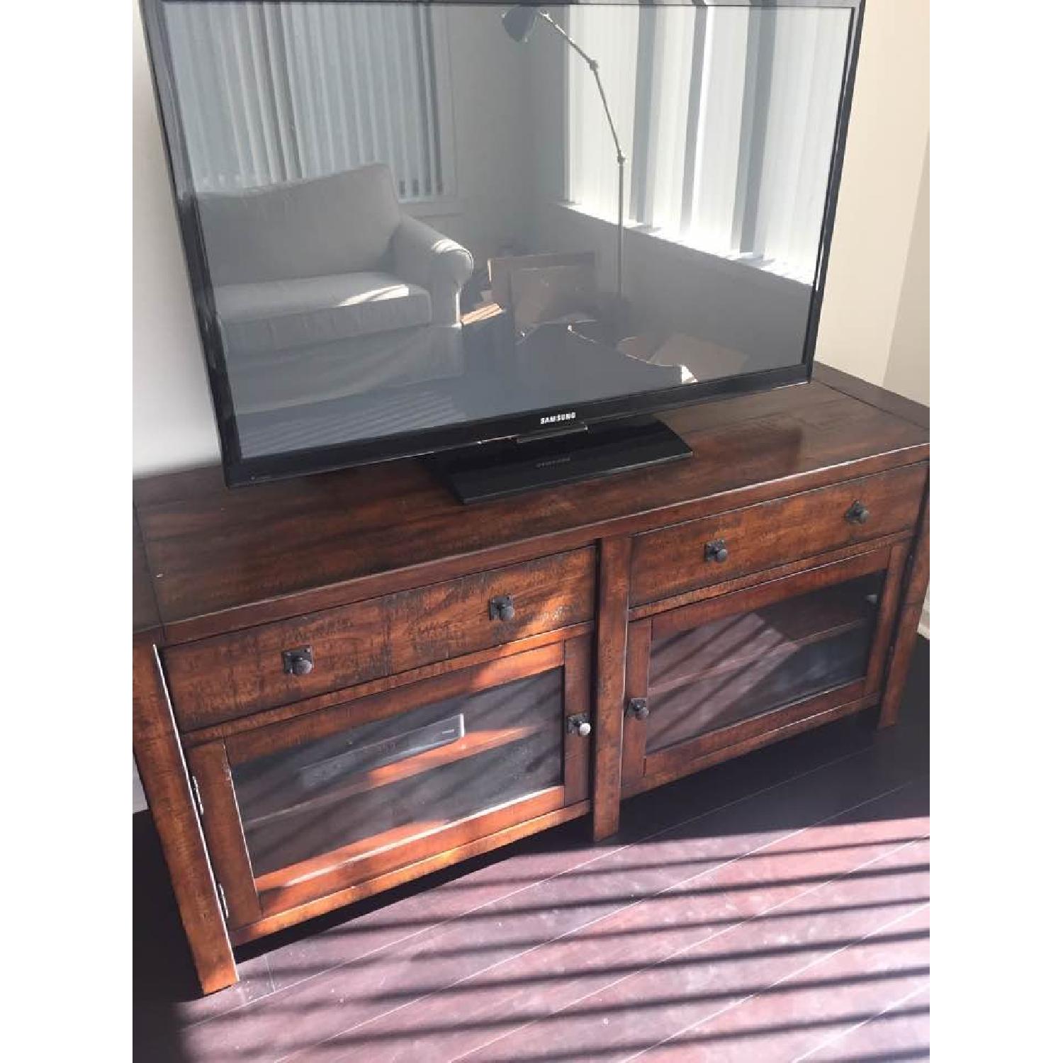 Pottery Barn TV Stand in Rustic Mahogany - image-7