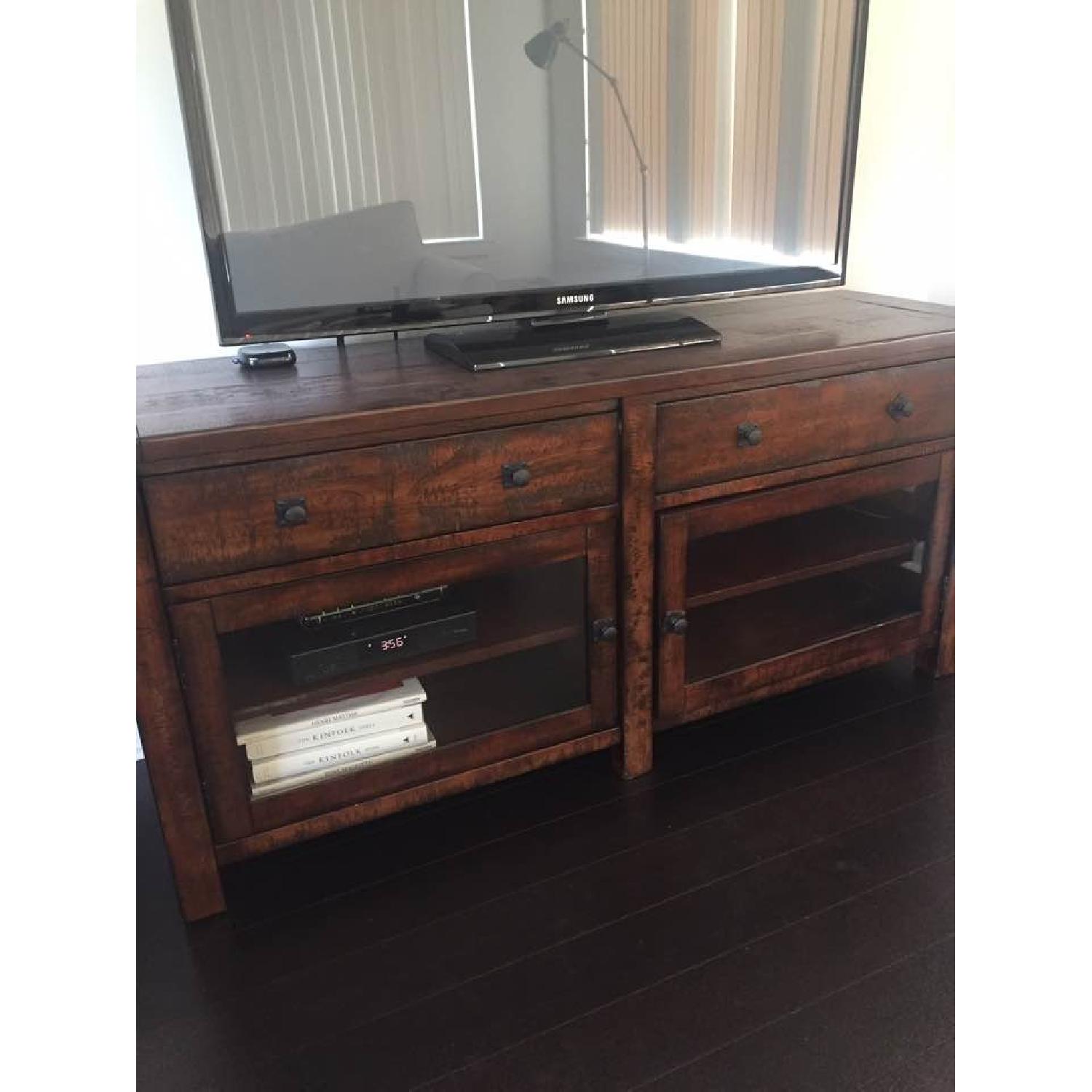 Pottery Barn TV Stand in Rustic Mahogany - image-8