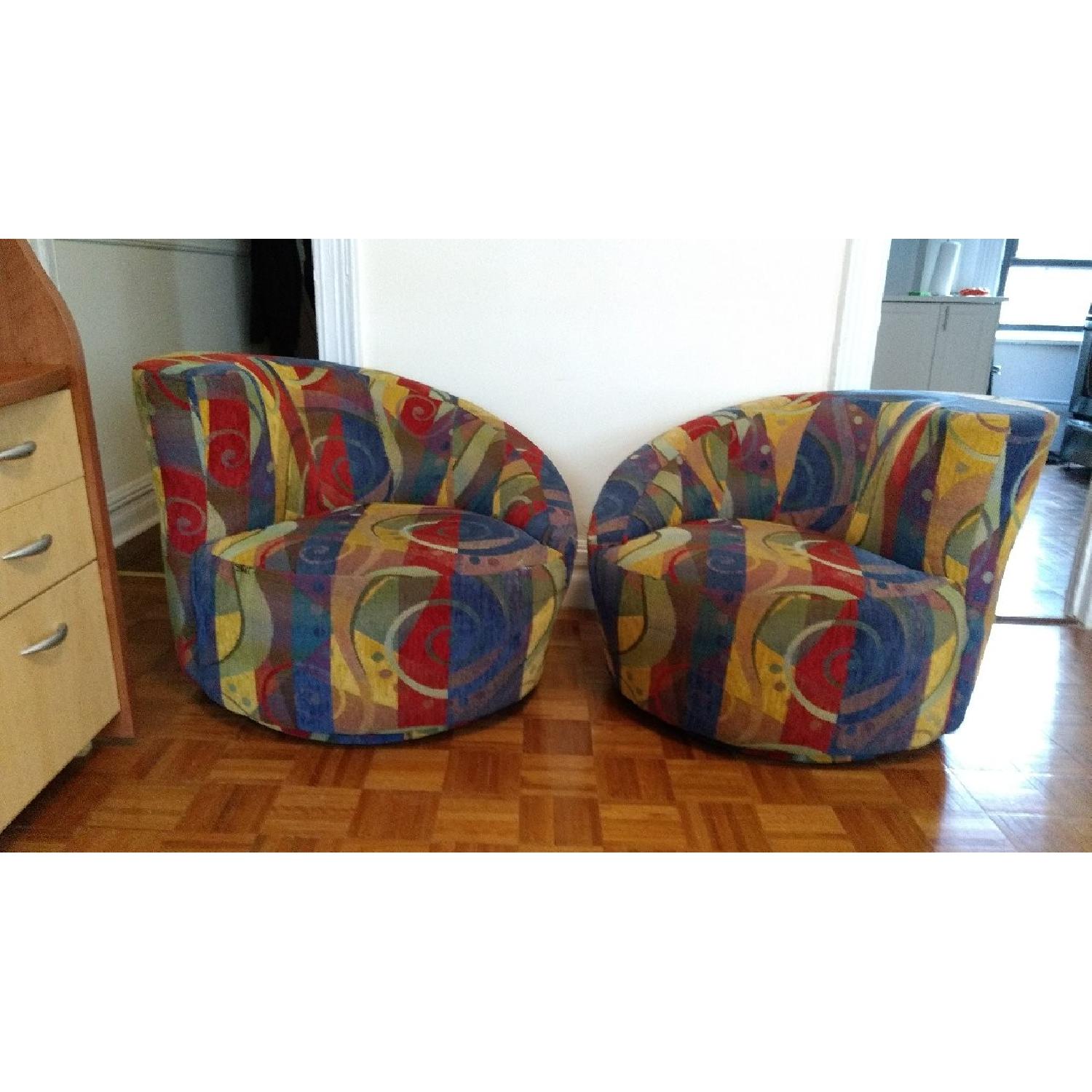 GuideCraft Vladimir Kagan Style Corkscrew Swivel Chairs - image-1