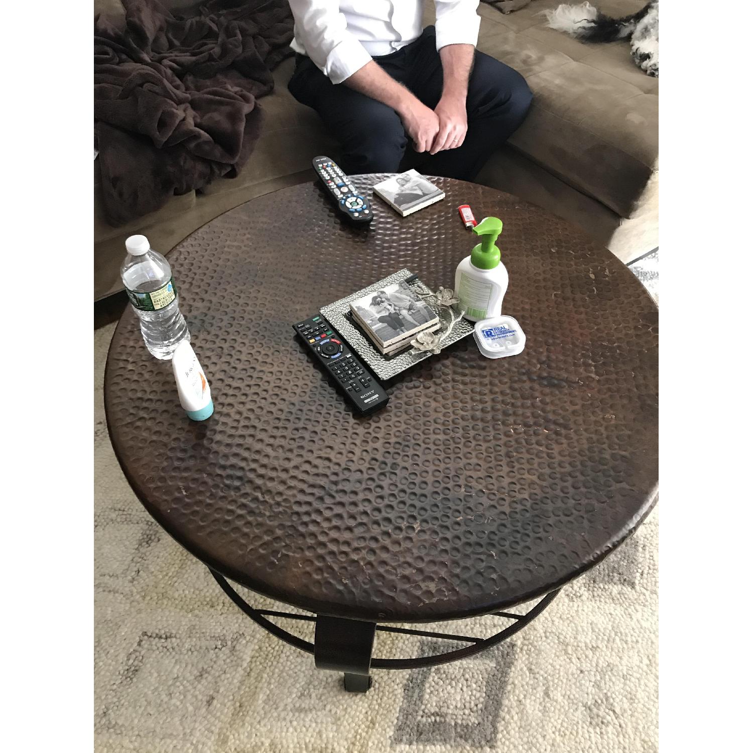 Hammered Copper Round Coffee Table - image-2