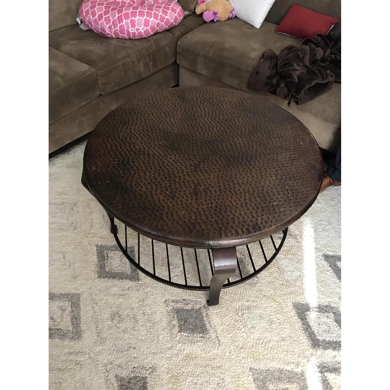 Hammered Copper Round Coffee Table - image-3
